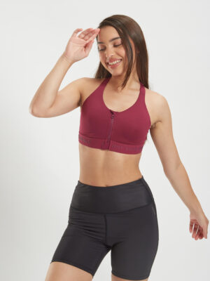 Sports Bra High Support with Zip - Purple