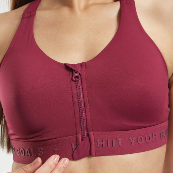 Sports Bra High Support with Zip - Purple