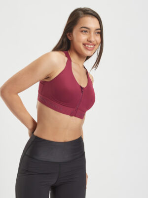 Sports Bra High Support with Zip - Purple