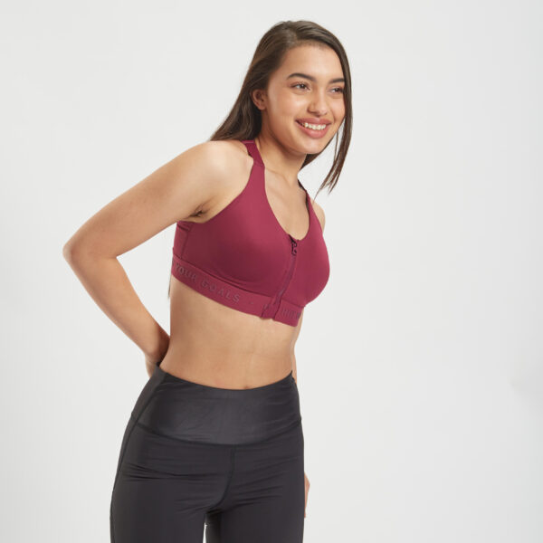 Sports Bra High Support with Zip - Purple