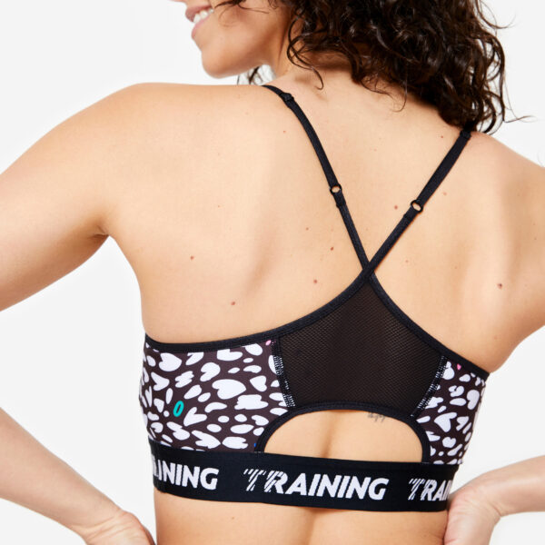 Women's Sports Bra with Thin Cross-Over Straps - Black & White