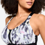 Women's High Support Zip-Up Sports Bra with Cups - White/Black