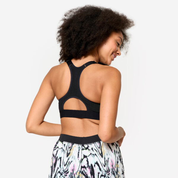Women's High Support Zip-Up Sports Bra with Cups - White/Black
