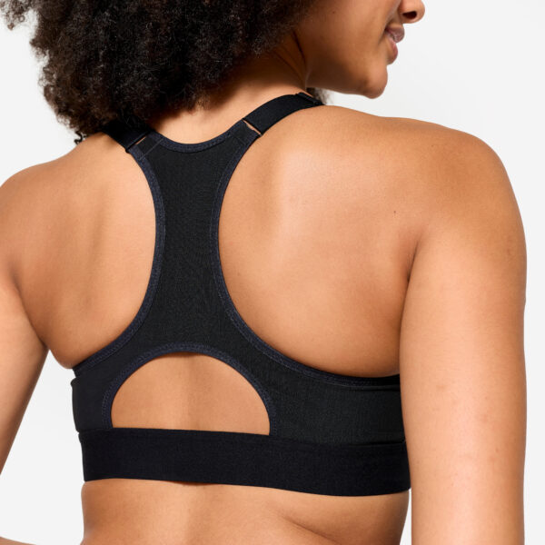 Women's High Support Zip-Up Sports Bra with Cups - White/Black