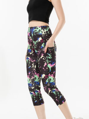 Three-color Water Drop Print Yoga Pants Pocket Cropped Leggings