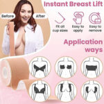 Boob Lift Tape for Women – Breast Lift & Support Tape | Waterproof, Sweatproof, Invisible Body Tape | Skin-Friendly Cotton Booby Tape with Nipple Covers for All Outfits