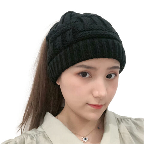 Soft Knit Winter Hat for Women – Ponytail Design