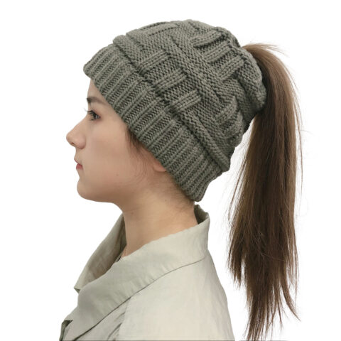 Woolen Ponytail Winter Hat – Women’s Beanie