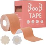 Boob Lift Tape for Women – Breast Lift & Support Tape | Waterproof, Sweatproof, Invisible Body Tape | Skin-Friendly Cotton Booby Tape with Nipple Covers for All Outfits