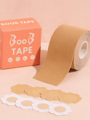 Boob Lift Tape for Women – Breast Lift & Support Tape | Waterproof, Sweatproof, Invisible Body Tape | Skin-Friendly Cotton Booby Tape with Nipple Covers for All Outfits