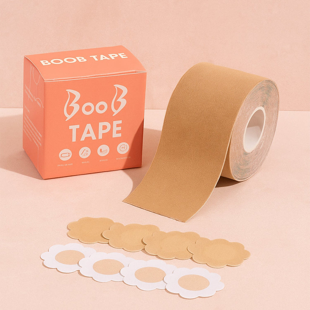 Boob Lift Tape for Women – Breast Lift & Support Tape | Waterproof, Sweatproof, Invisible Body Tape | Skin-Friendly Cotton Booby Tape with Nipple Covers for All Outfits