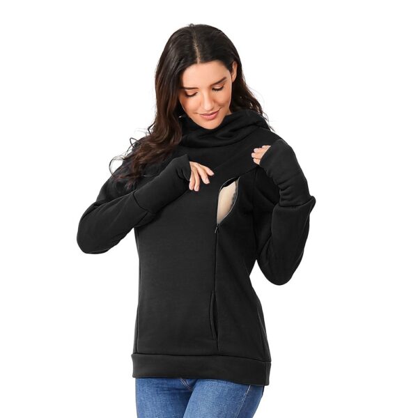 Thick Hooded Maternity Sweater – Warm, Soft & Stylish for Pregnant Women
