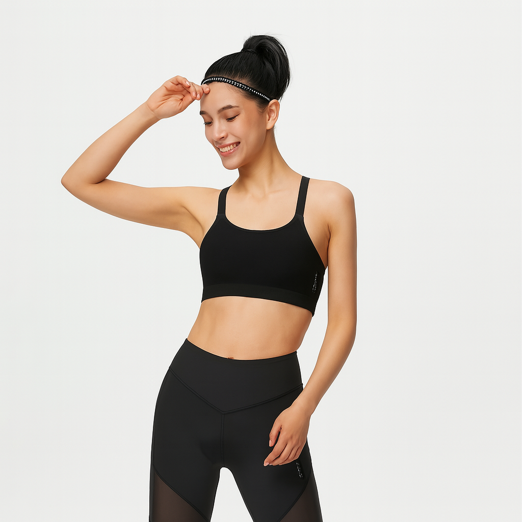 Ultra-Soft Cotton Sports Bra with Removable Shaping Cups – Black