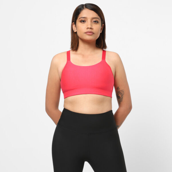 Blush Pink Comfort Fit Sports Bra – Low Impact & Removable Cups
