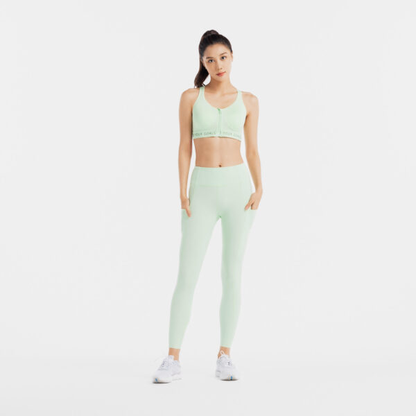 ShapeGuard Zip Sports Bra – Secure Fit, Maximum Support (Green)