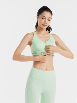 ShapeGuard Zip Sports Bra – Secure Fit, Maximum Support (Green)