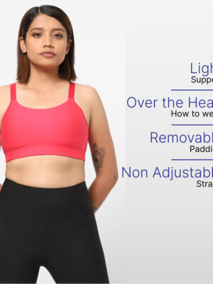 Blush Pink Comfort Fit Sports Bra – Low Impact & Removable Cups