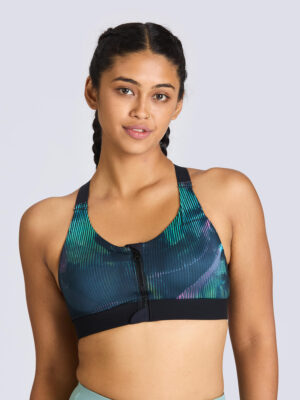 CurveControl Zip Sports Bra – Stylish Support with Cups